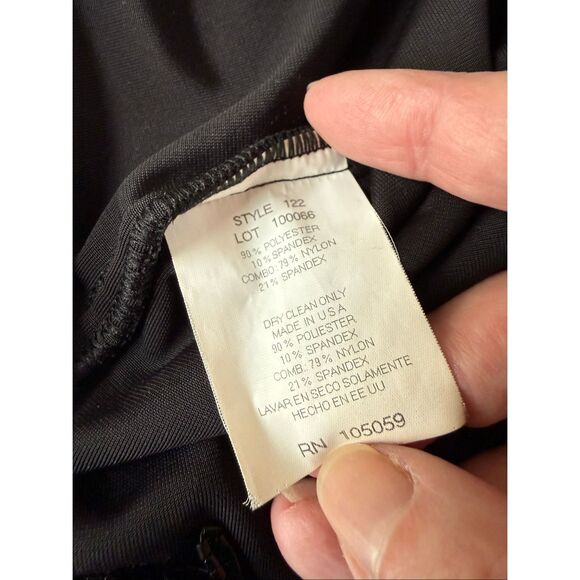 Xscape Illusion Neck Long Sleeve Black Velvet Top Beaded Fringe M - Picture 9 of 9